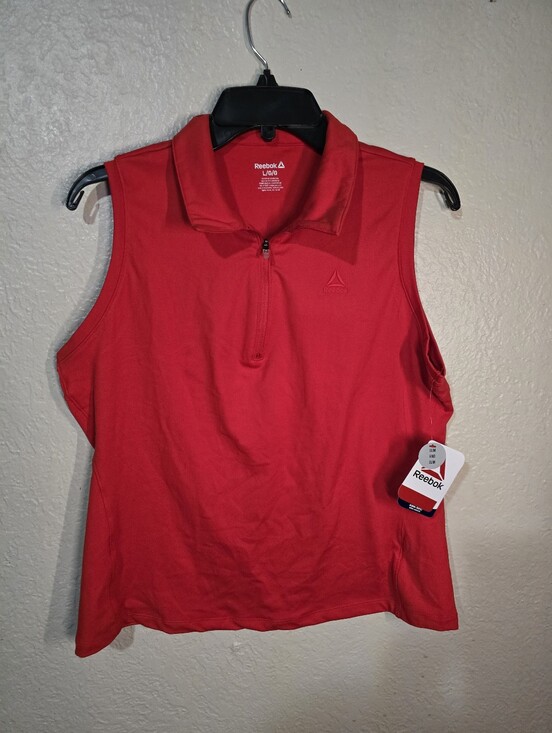 Reebok Tops - Reebok Women's Red Sleeveless Athletic Polo Tank Top Zip-Front Sz L
